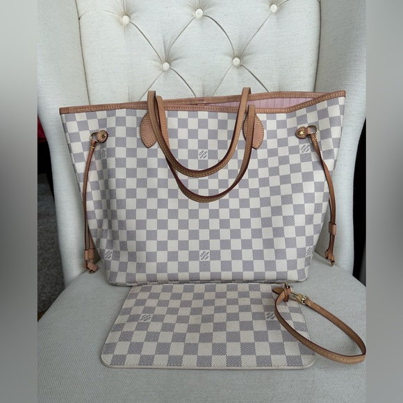 Louis Vuitton Neverfull MM - Damier Azur - Rose Ballerine - Picture 1 of 10